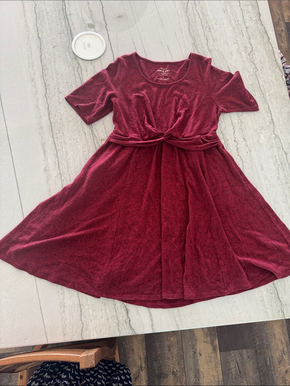 torrid Burgundy Knot-Front Short Sleeve Dress